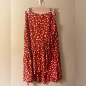 Madewell Red Ruffle Skirt
